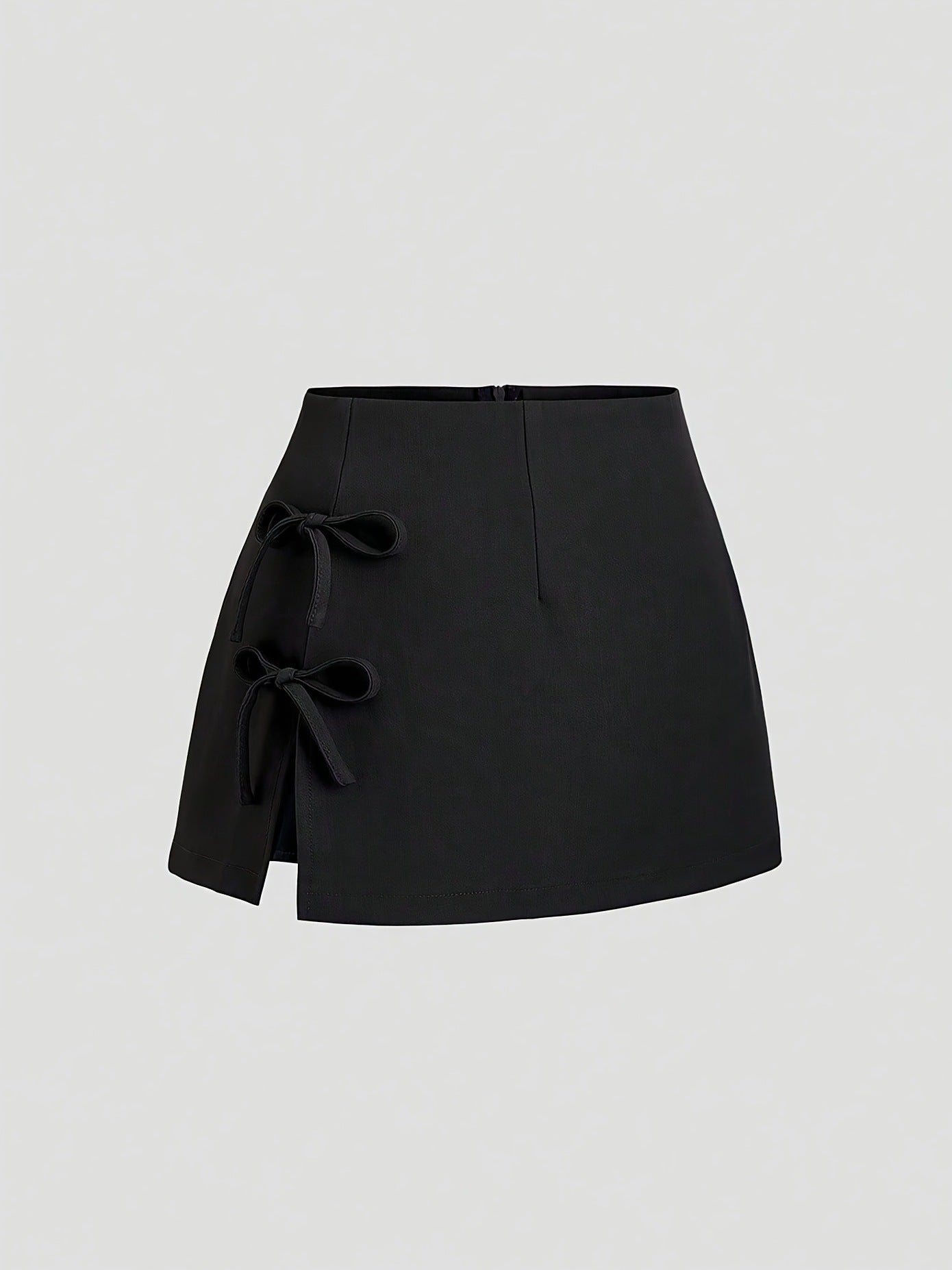 Bow-tied Sexy Slit A-line Mini Skirt