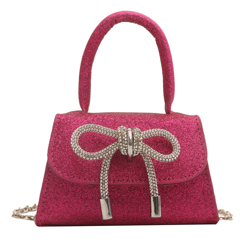 Simple Casual Bowknot New Fashion Korean Chain Personality Hand-carrying Crossbody Shoulder Small Square Bag