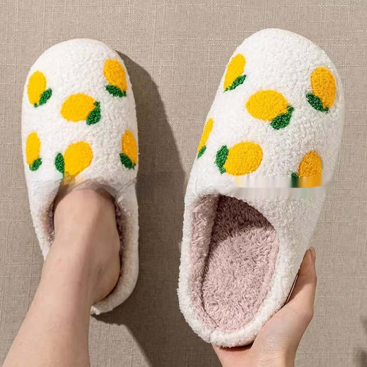 Women's Cotton Plush Lemon Slippers