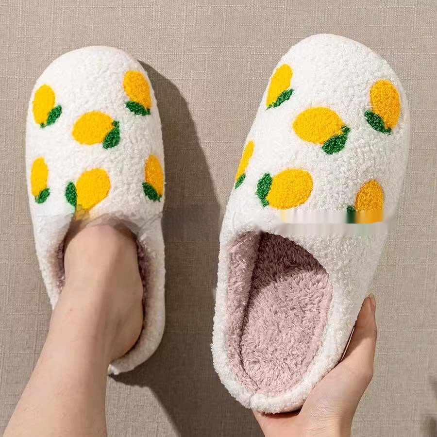 Women's Cotton Plush Lemon Slippers