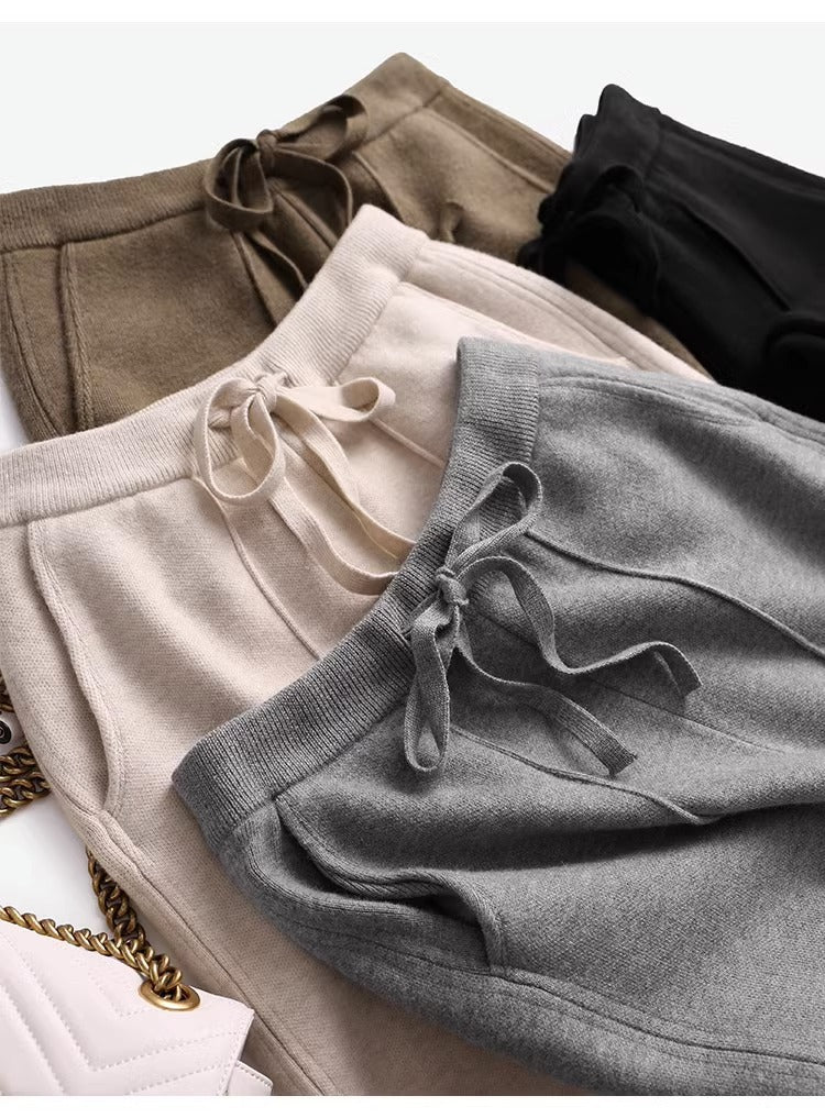 Fashion Personality Female Knit Cropped Pants