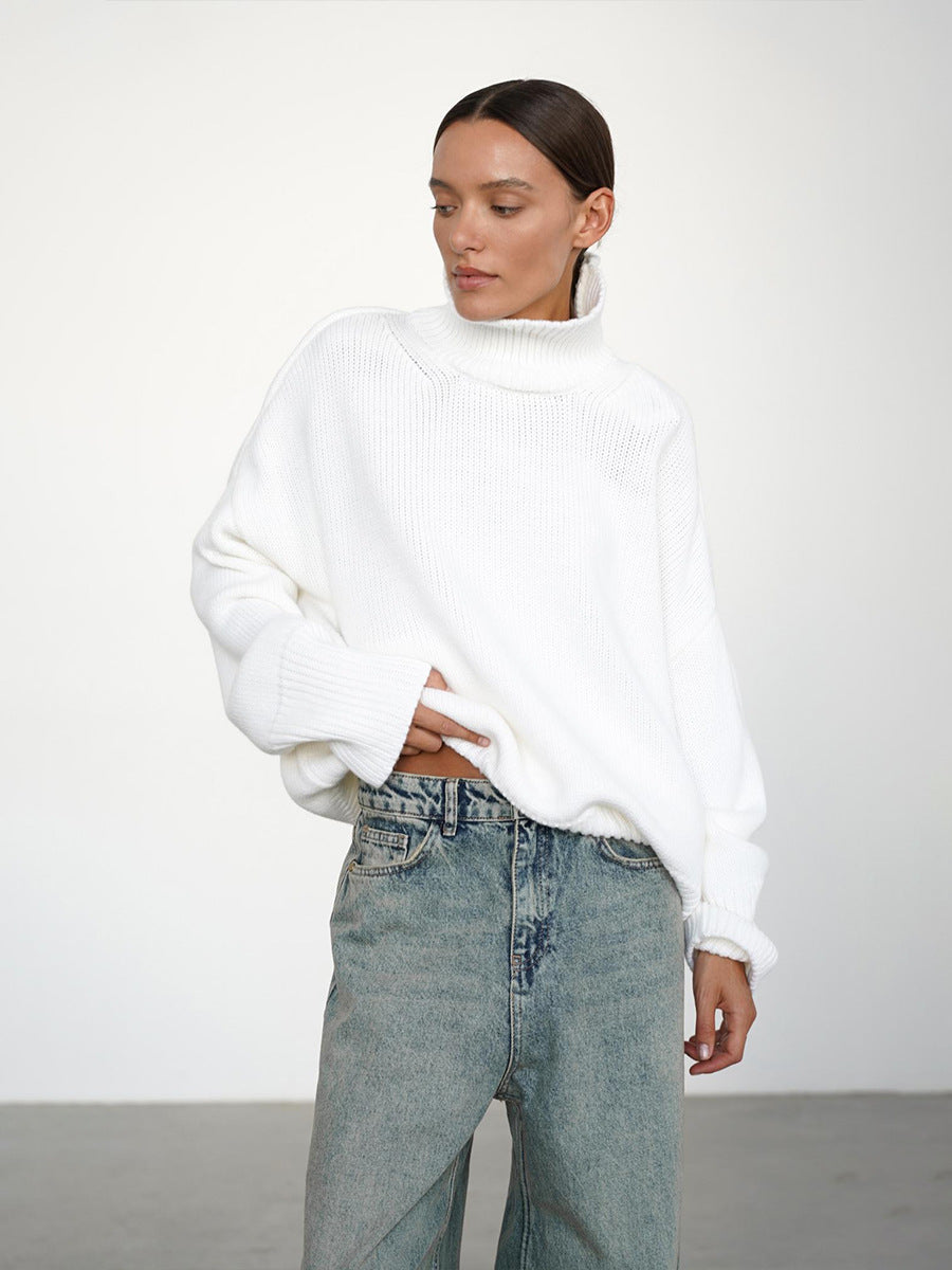 European And American Style Autumn And Winter Solid Color Turtleneck Sweater Loose