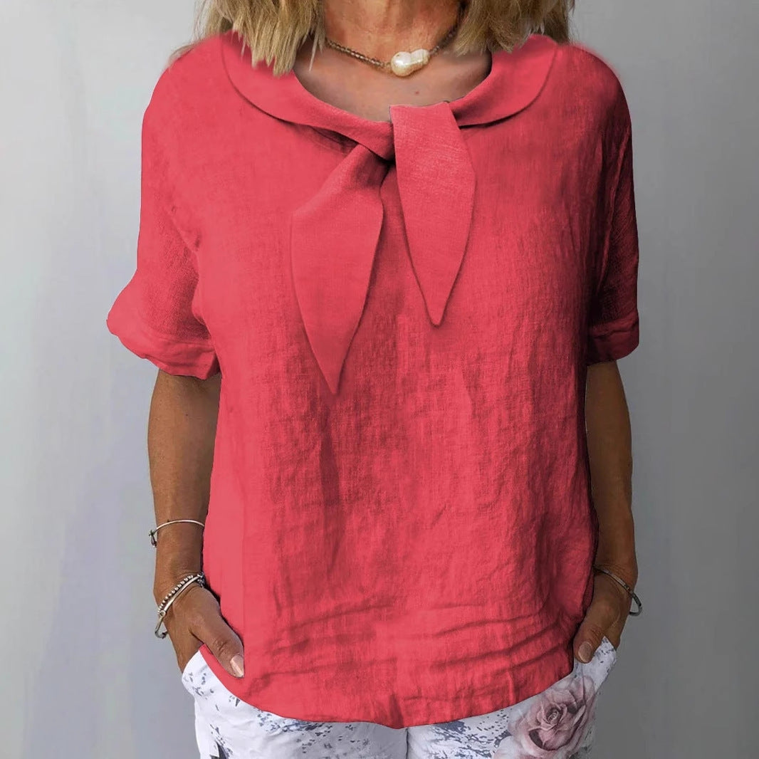 Women's Cotton And Linen Solid Color Outerwear Top
