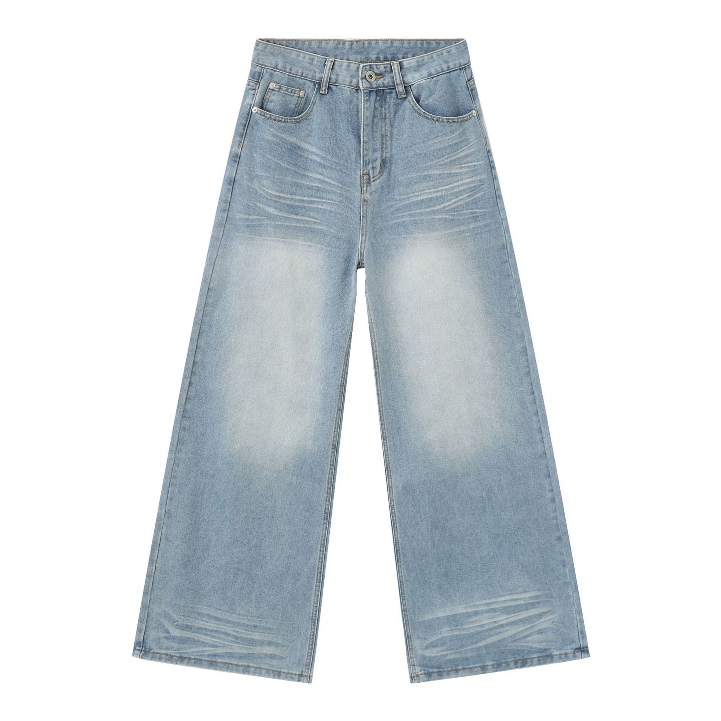 Men's American-style Creases Worn Looking Washed-out Straight Jeans