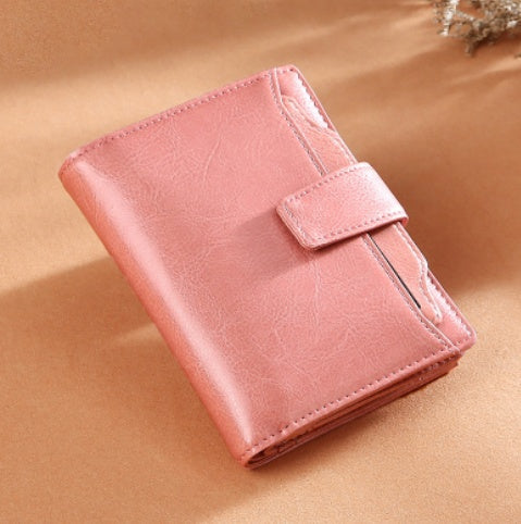Women's leather card holder with leather buckle
