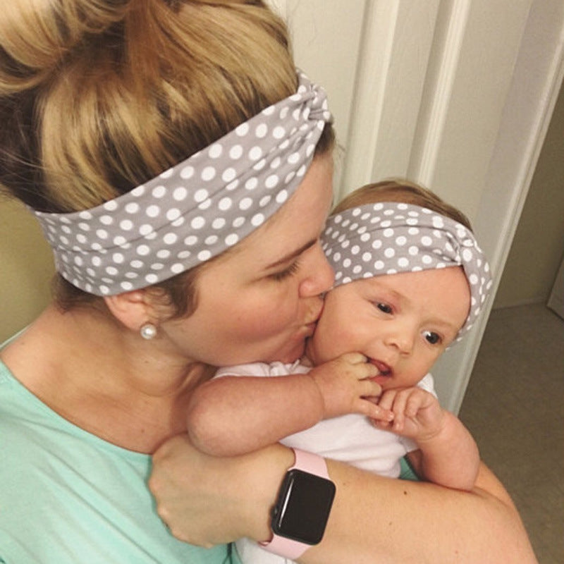 European And American Cute Dotted Prints Cross Babies' Headwear Cotton Cloth Children's Headband