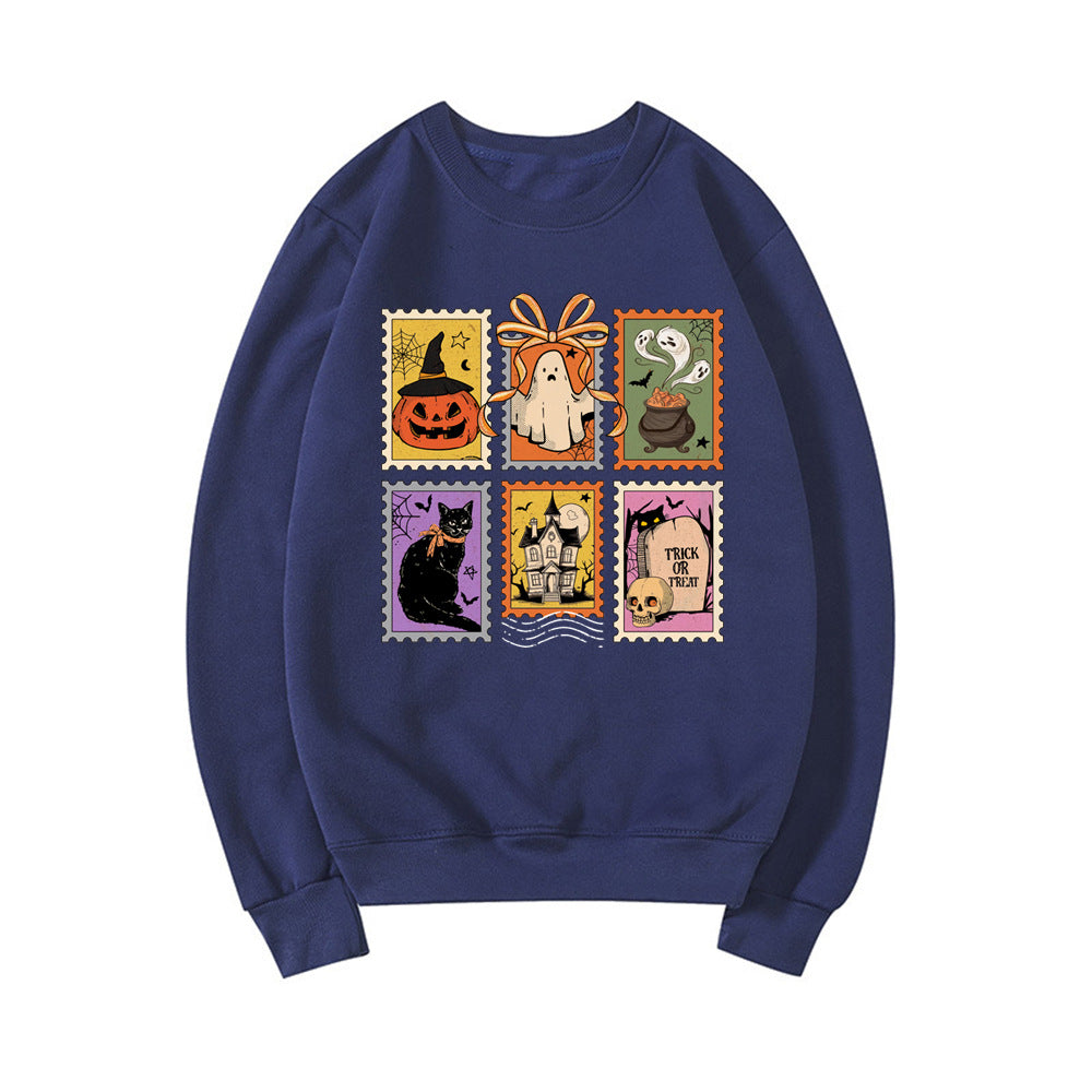 Retro Halloween Kat Spøgelse Sweatshirt Spooky Season Hoodie