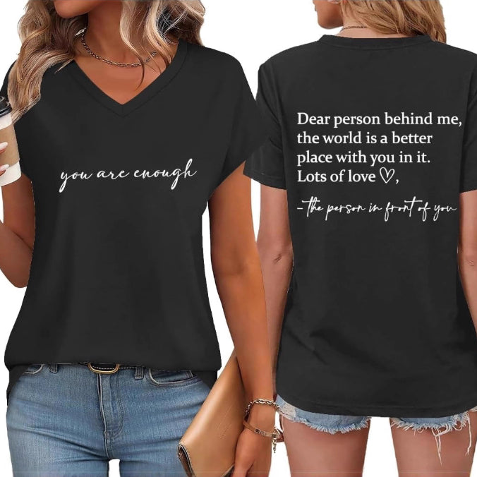 Stylish Womens V-Neck Short-Sleeve Pullover With A Print Pattern