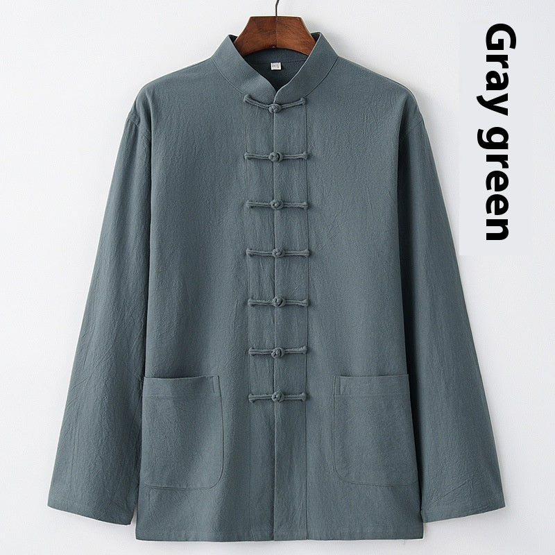 Cotton And Linen Top Chinese Style Clothing Retro Collar Buckle
