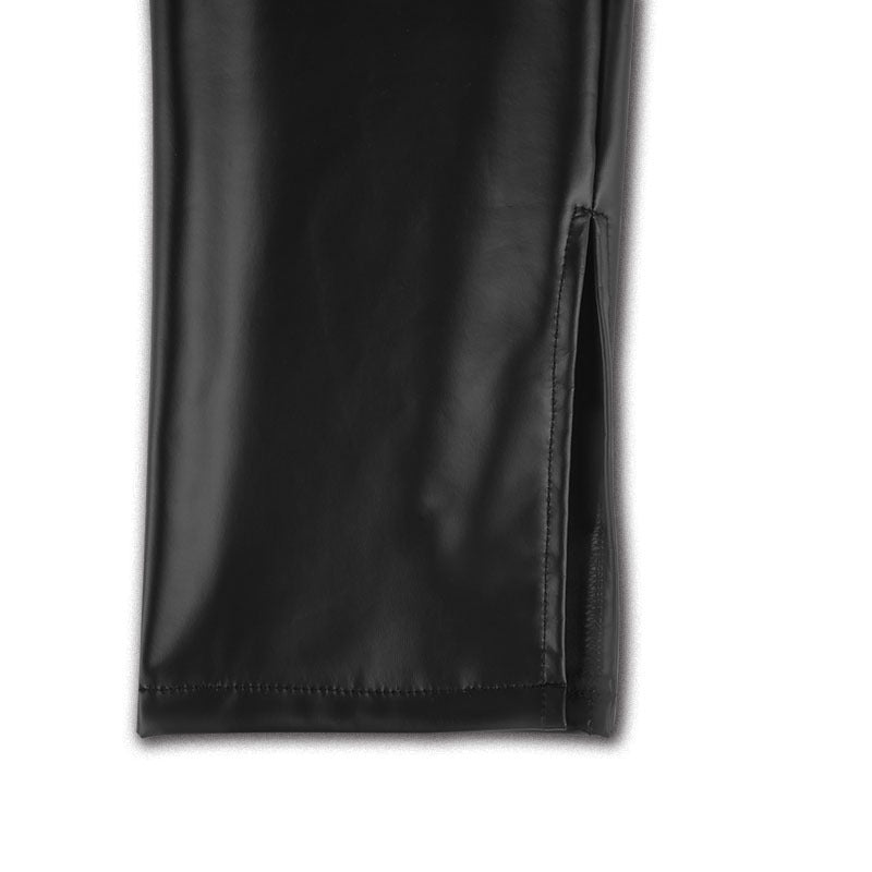 Split High Waist Skinny Casual PU Leather Trousers