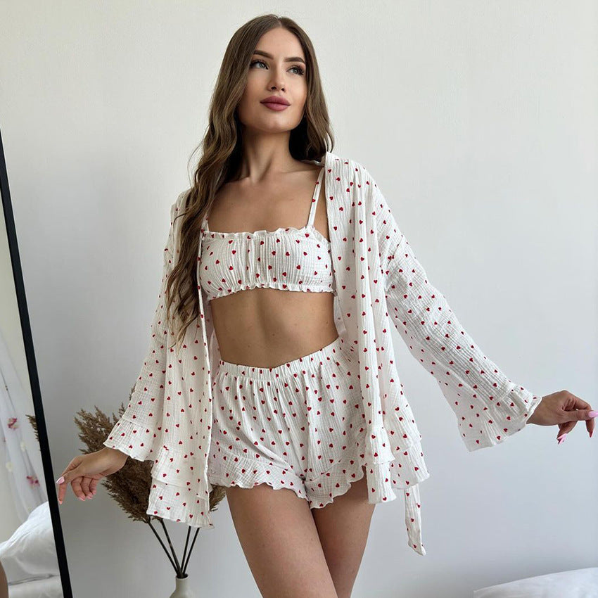 Pure Cotton Long-sleeve Underwear Shorts Pajamasbreathable And Comfortable Womens Loungewear