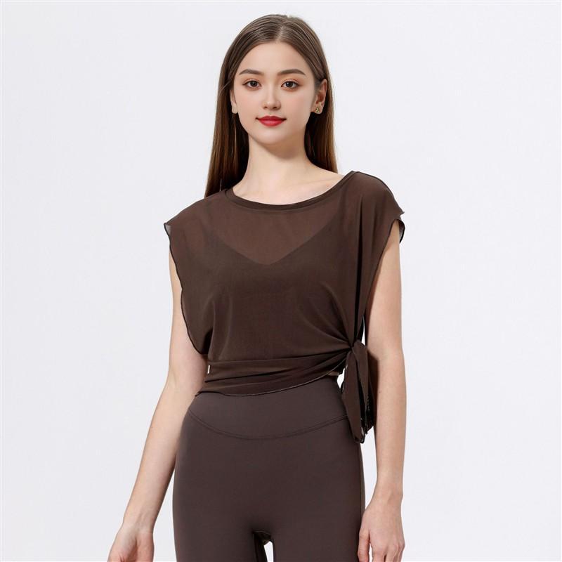 Mesh Quick-drying Fixed Chest Pad Fitness Dance Top Blouse