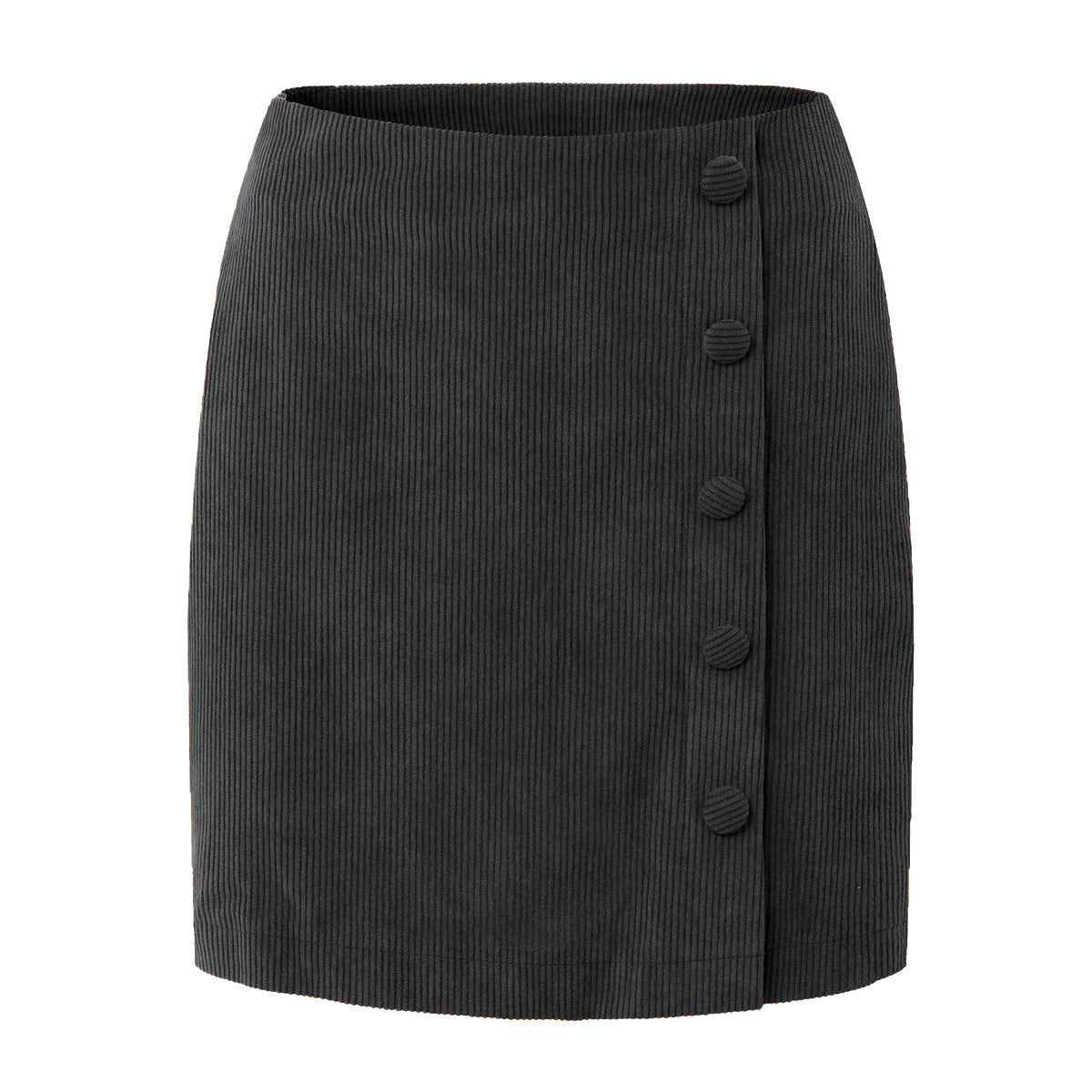 Fabric Button Zipper Short High Waist Slim Fit Pencil Skirt