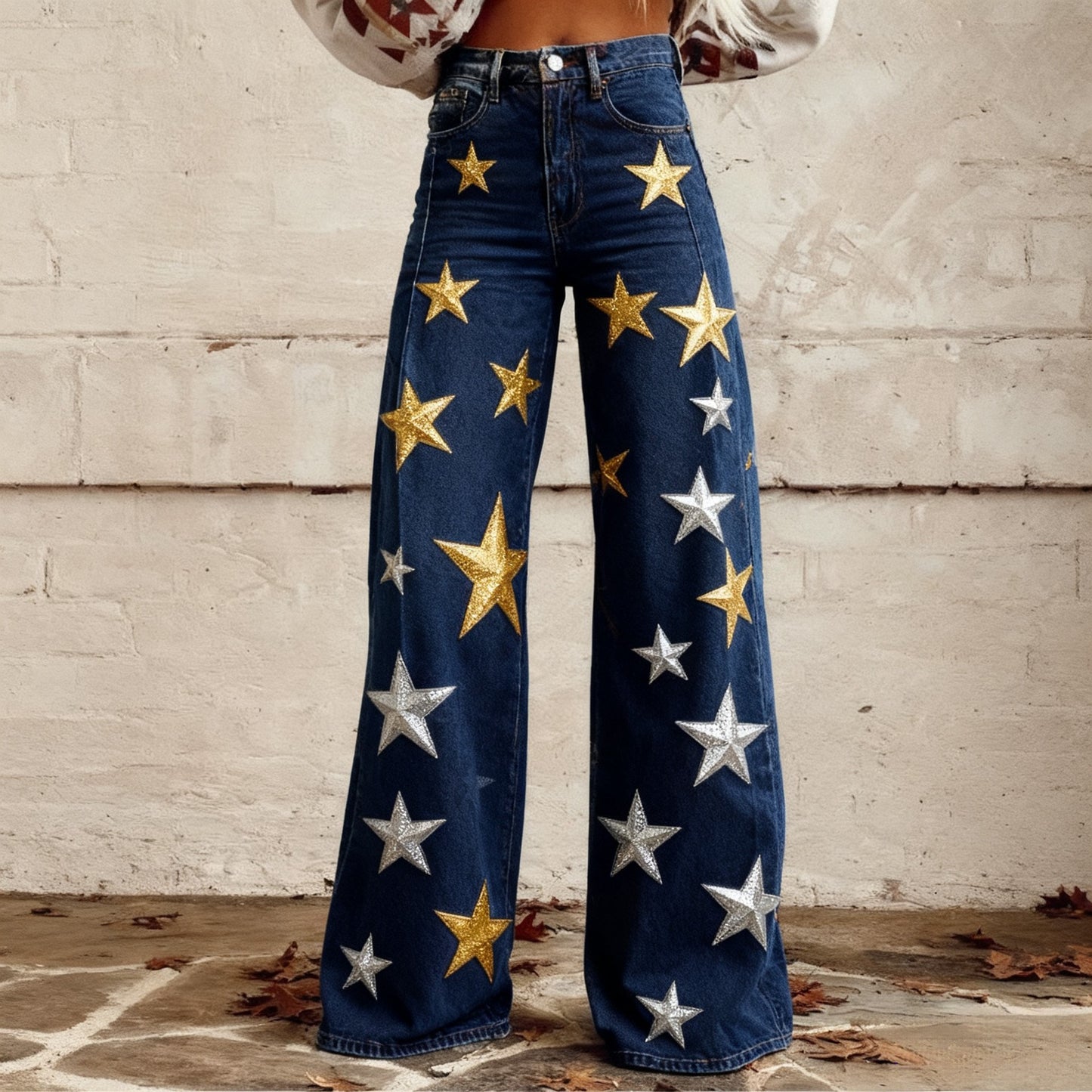 Slim-fit Twill Faux Denim Jeans Casual And Versatile