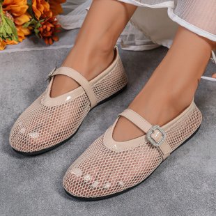 Round Head Rhinestone Buckle Mesh Hollow Out Women's Buckle