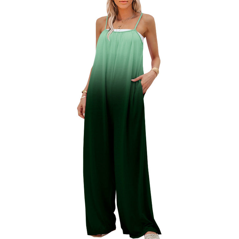 European And American Women's Plus Size Casual Loose Sleeveless High Waist Jumpsuit