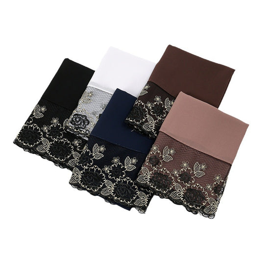 Blomsterblonde Perle Chiffon Tørklæde