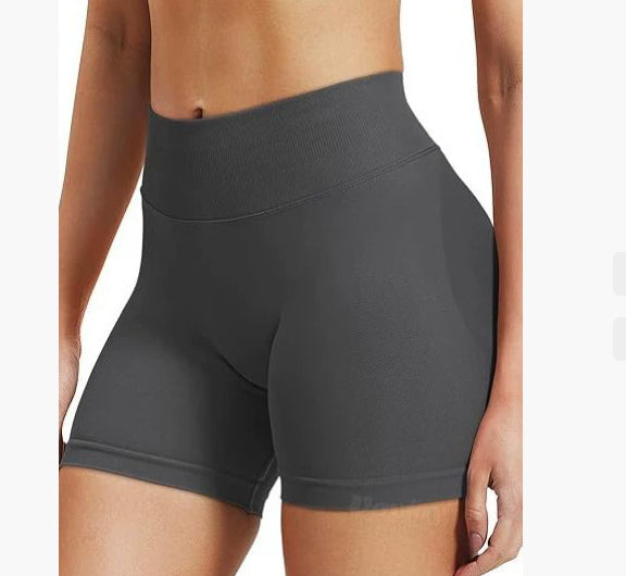 Højtaljede yogashorts Tætsiddende hofte-løftende sømløse hurtigtørrende bukser til sportsfitness