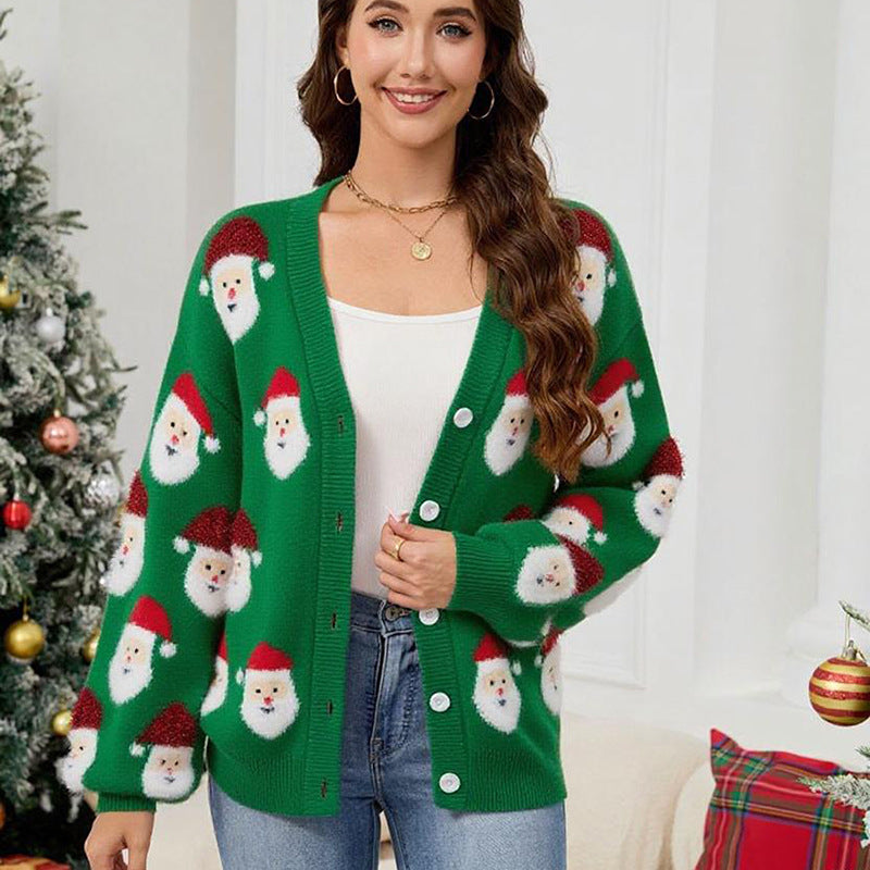 European And American Leisure Santa Claus Brocade Sweater