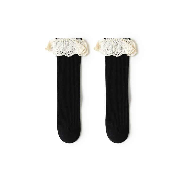 Girls' Heelless Socks Lace In Autumn And Winter