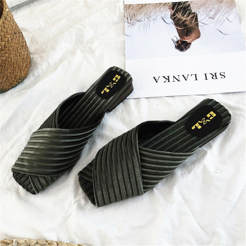 Summer New Style Korean Fashion Low Heel Sandals And Slippers
