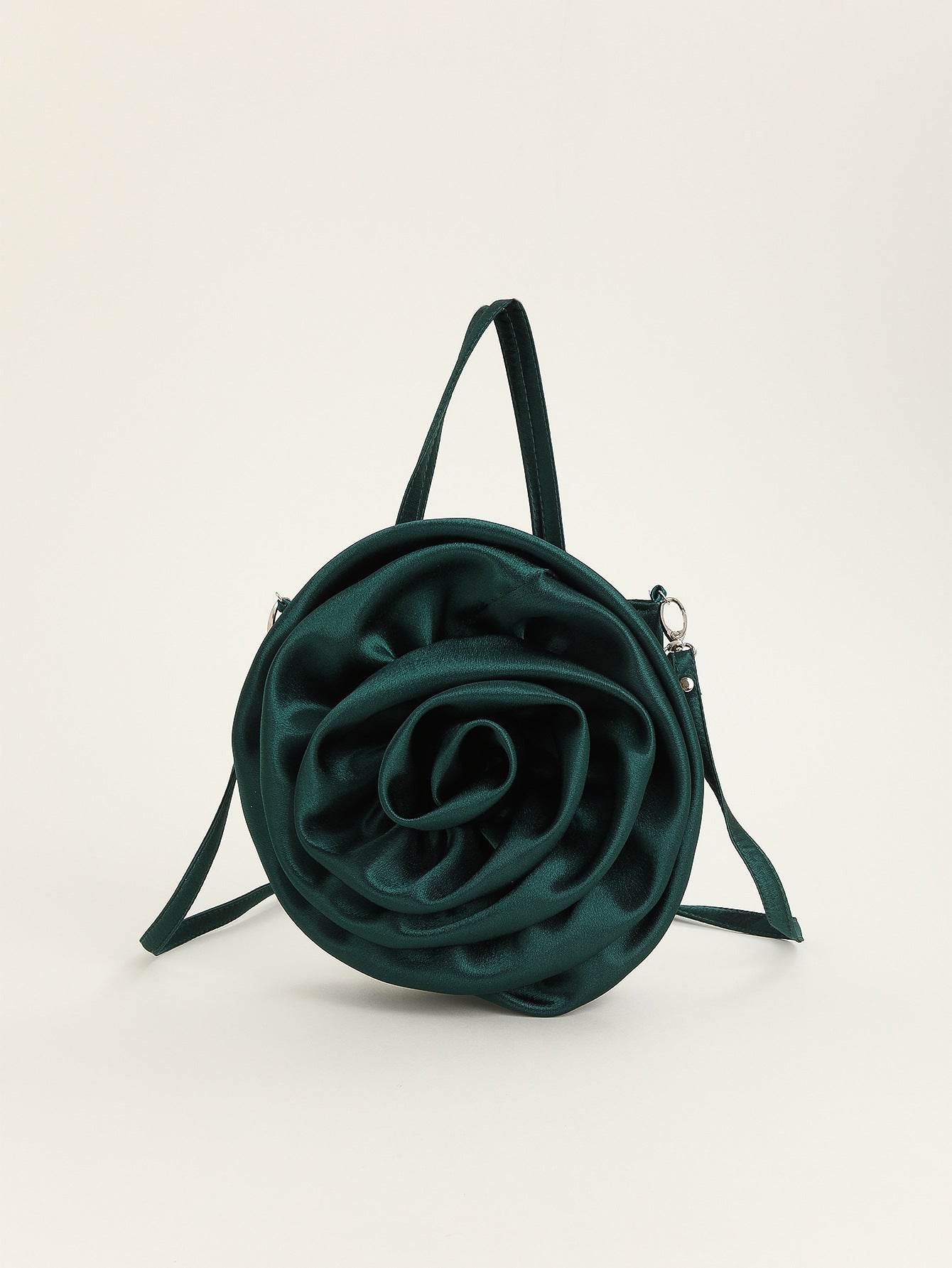 Satin Satin Three-dimensional Rose Flower Shape Portable Crossbody Party Wedding Female Dinner Bag