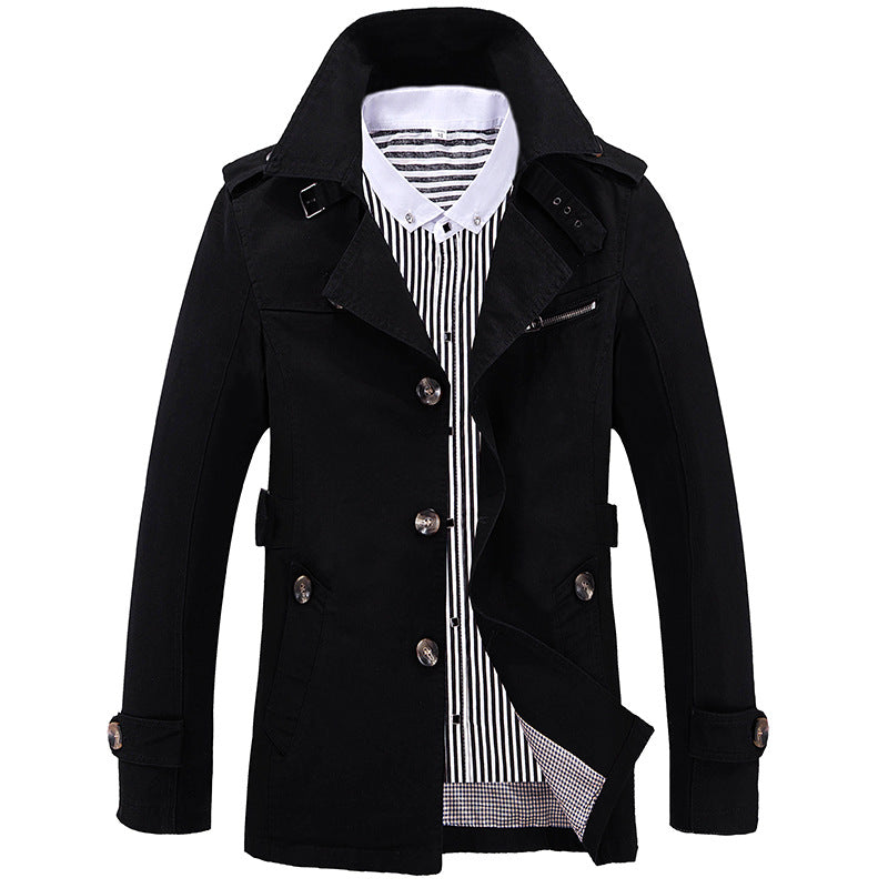 Herre Fritid Ensfarvet Trenchcoat