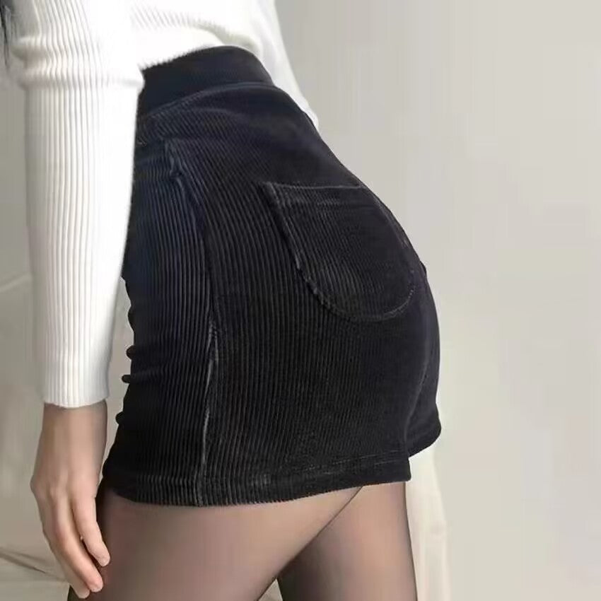Women's High Waist Wide Leg Corduroy Shorts