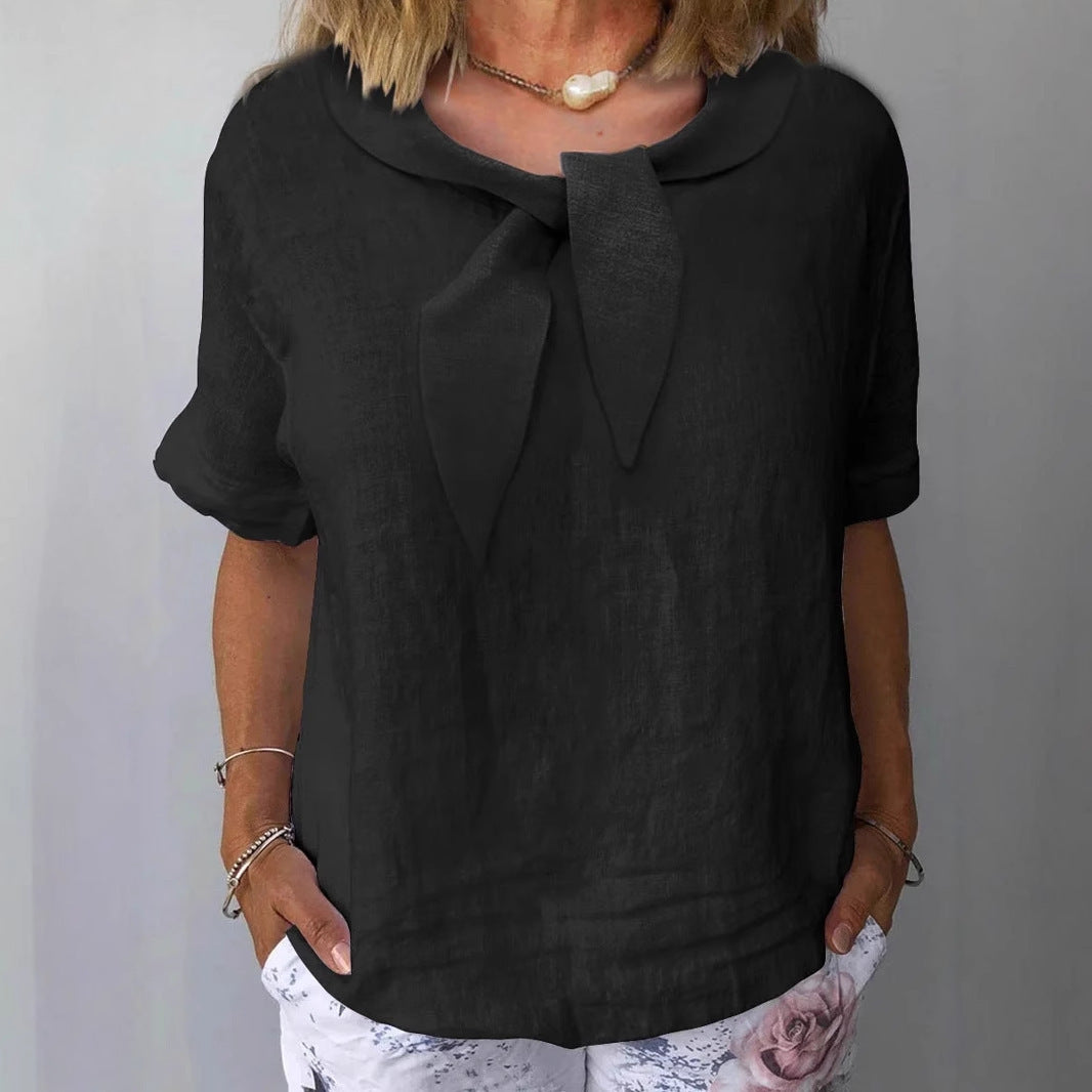 Women's Cotton And Linen Solid Color Outerwear Top