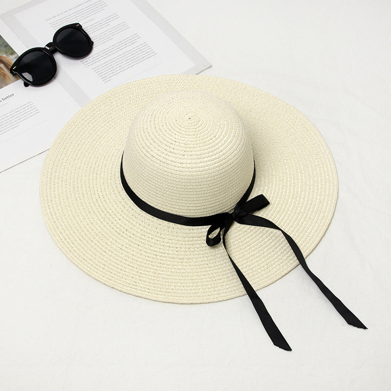 Women's Big Brim Bow Visor Hat Women Travel UV Protection