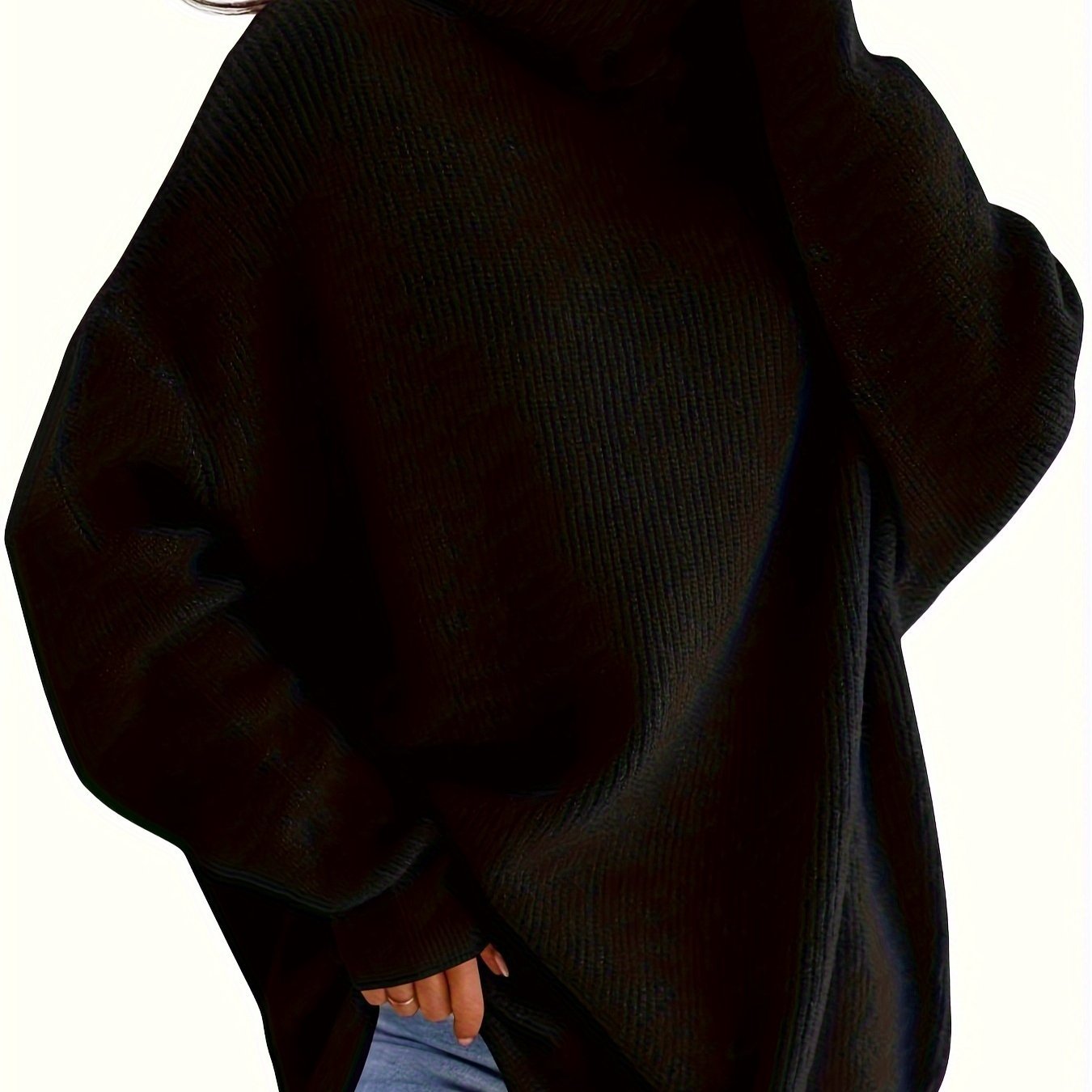 Women's Cozy Oversized Turtleneck Sweater Batwing Chunky