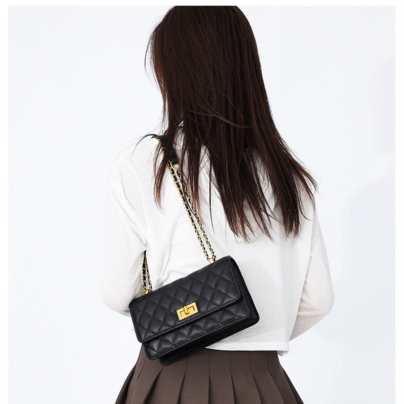Trendy Small Fragrant Wind Single Shoulder Head Layer Cowhide Female Bag Crossbody