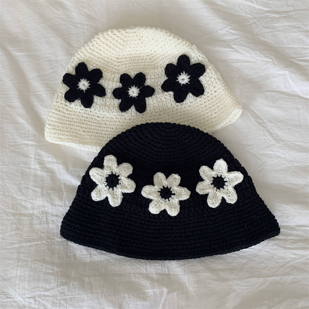 Niche Retro Handmade Flower Bucket Hat Japanese Sweet All-matching