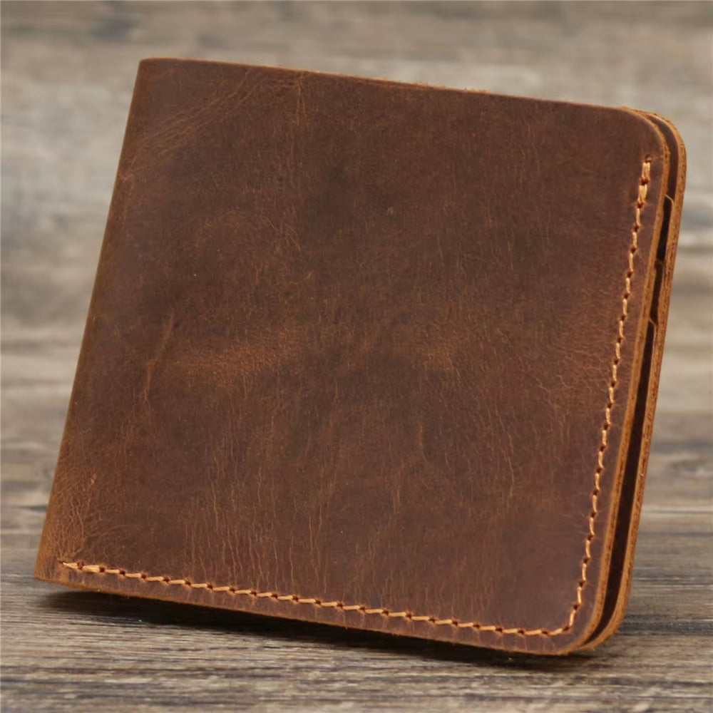 Handmade Genuine Leather Wallet Men Retro Short Man'S Wallet Durable Real Leather Wallet Handmade Breif Cartera Hombre