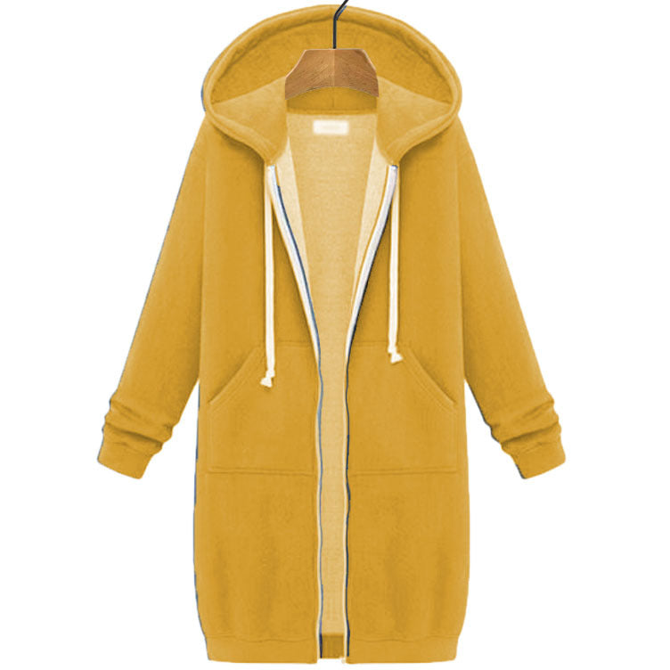 Women's Mid-length Hooded Long Sleeve Sweater