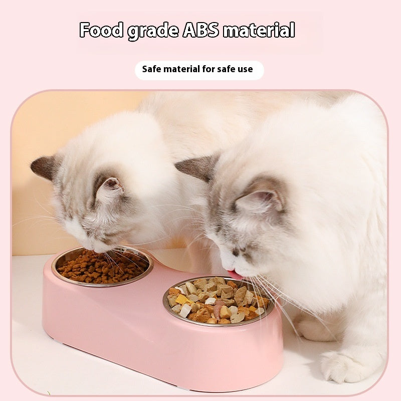 Alloy Solid Color Separation Design Cat Water Bowl