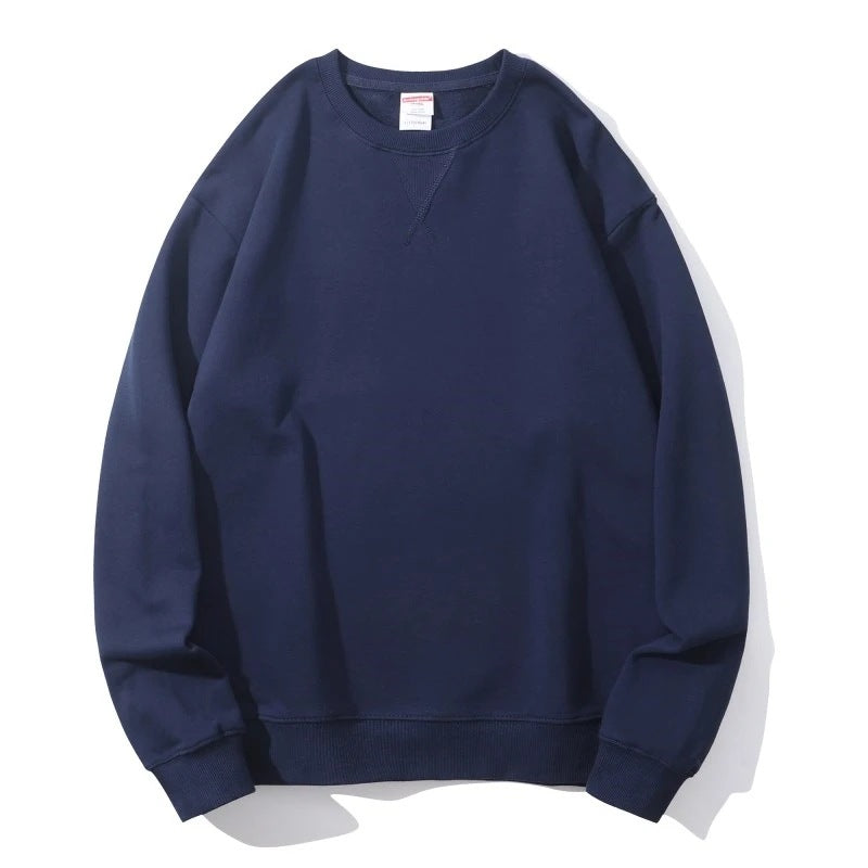 Herresweater med rund hals i kraftig bomuld Terry, omvendt trekant