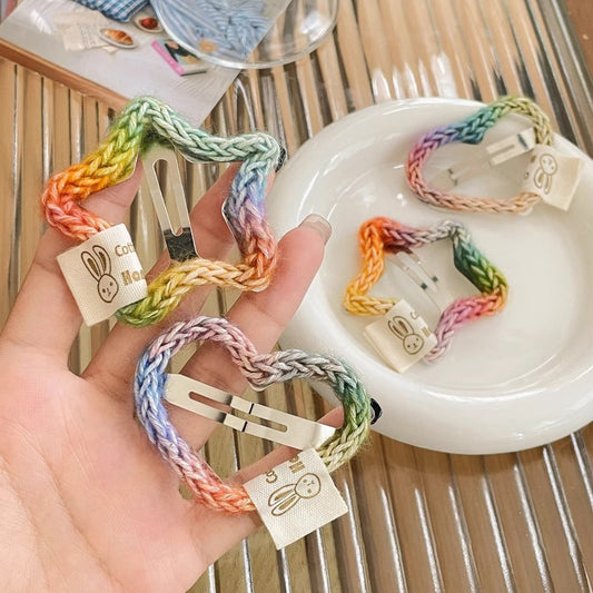 Colored Wool Pentagram Barrettes Women