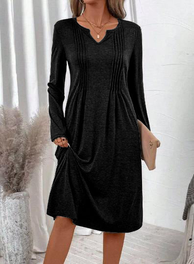 Solid-color Casual Drawstring Hoodie Dress