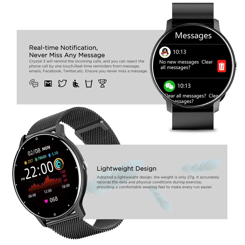 2025 Smart Watch Ladies Full Touch Screen Sports Fitness Watch IP67 Waterproof Bluetooth for Android Ios Smart Watch Female