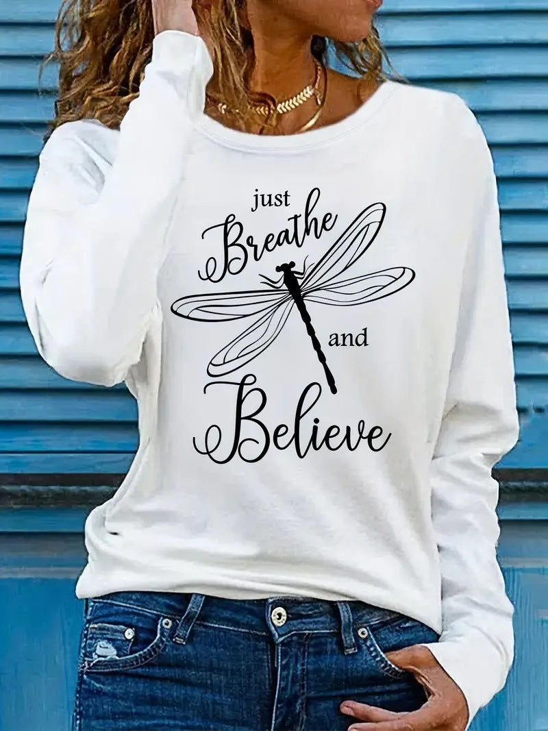 Dragonfly Long Sleeve Casual Women's Clothing