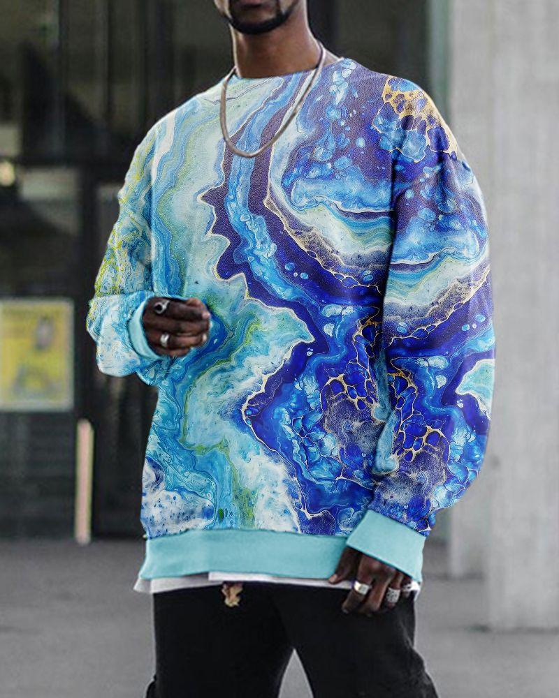 Men's Digital Printing Loose Casual Round Neck