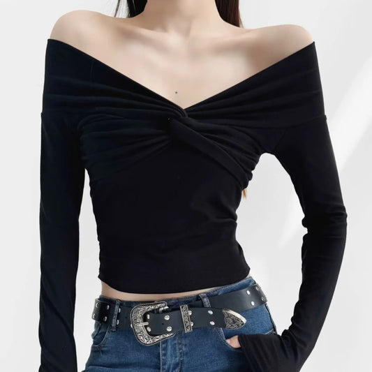 Hot Girl Sexet Snoet Off-shoulder Sexet Off-shoulder Langærmet