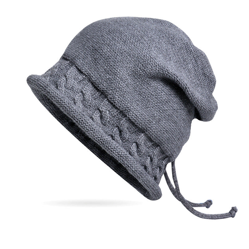 Women's Winter Pullover Drawstring Crimp Warm Hat