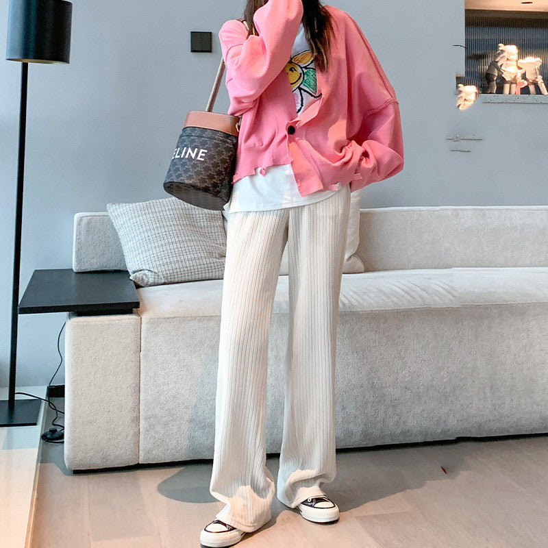 Casual Padded White Corduroy Trousers