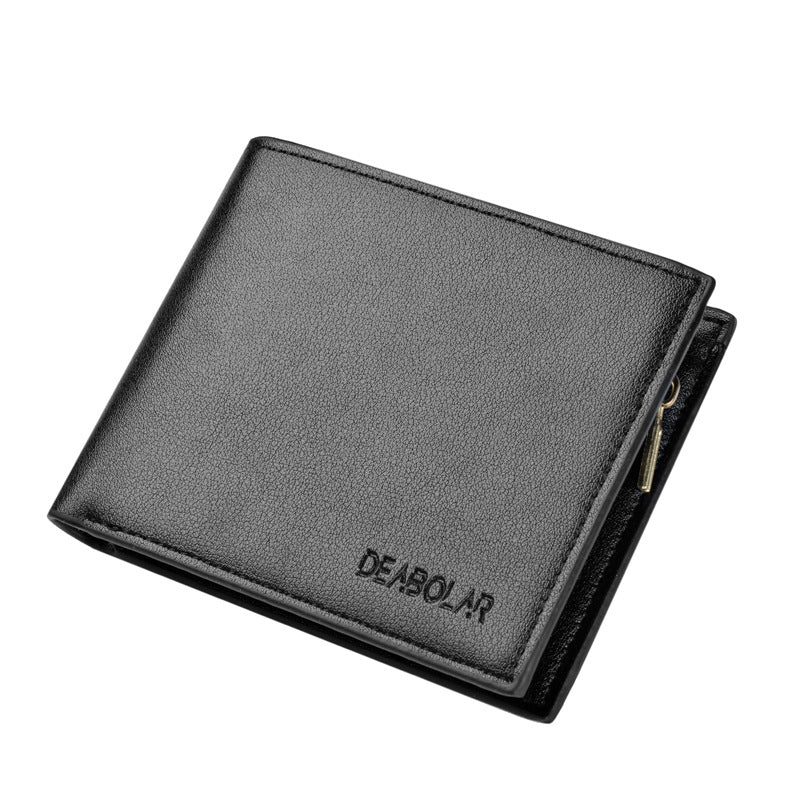 Men's Fashion Simple Tri-fold Zipper Money Clip Multi-card Space