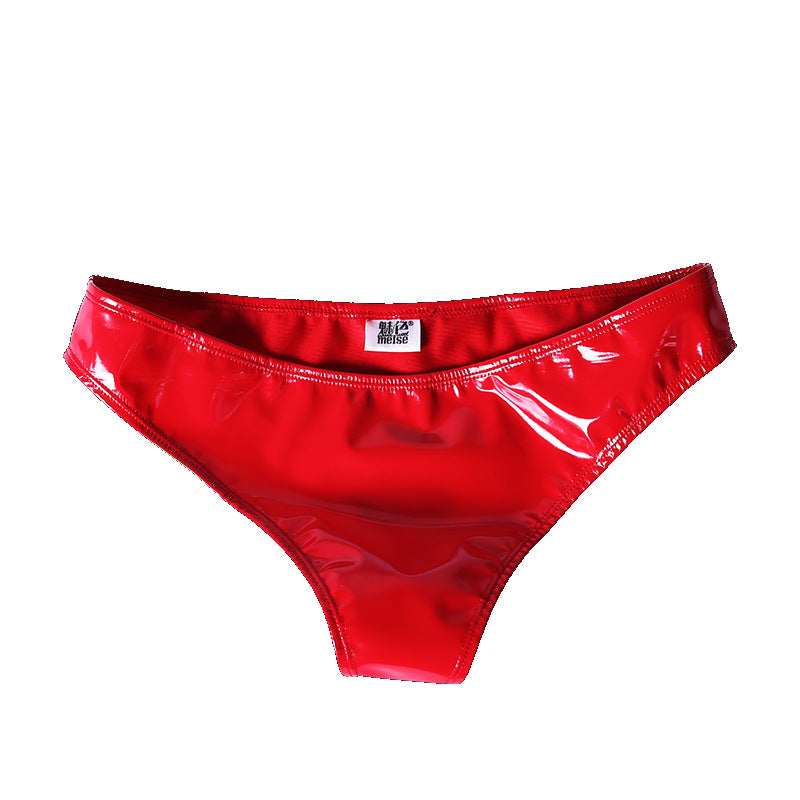 Right Patent Leather Shorts With Narrow Crotch