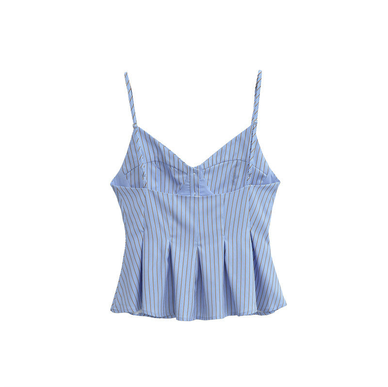 Small Pleated Poplin Sleeveless Camisole Top