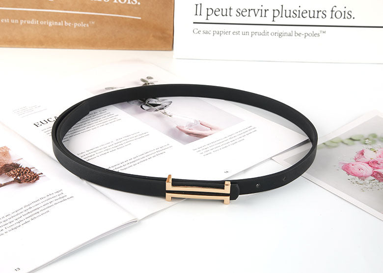Retro Pin Buckle Snap Button Thin Belt Fashion