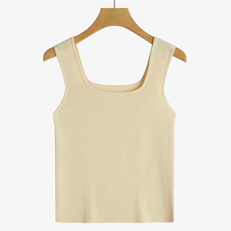 Square Neck Camisole Women's Suit With Sleeveless Short Top